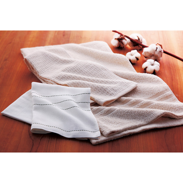 ピュアなオーガニックコットン　バス・フェイスタオルセットのサムネイル画像1
