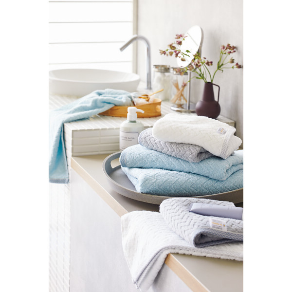 ナチュクル　ふわふわ無撚糸　フェイスタオル ブルーのサムネイル画像2