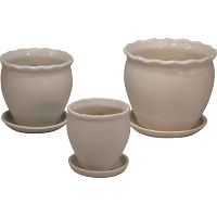 陶器植木鉢３点セット（受皿付）