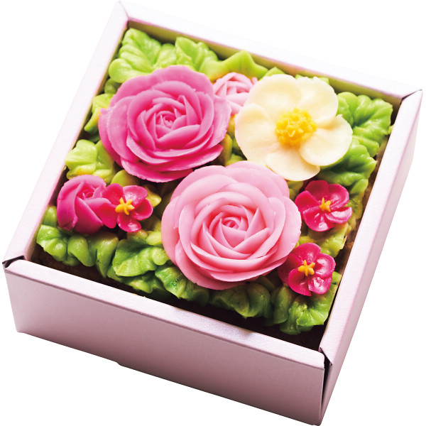 食べられるお花のボックスフラワーケーキミニ（ピーチピンク）のサムネイル画像1