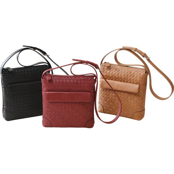 良品工房 日本製牛革編みこみショルダーバッグ N18-169CA(代引不可)【送料無料】 良品工房 日本製牛革編みこみショルダーバッグブラック | シャディ