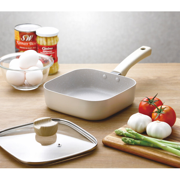 ホペア　ＩＨ対応ガラス蓋付マーブルスクエアパン（１８ｃｍ）のサムネイル画像1