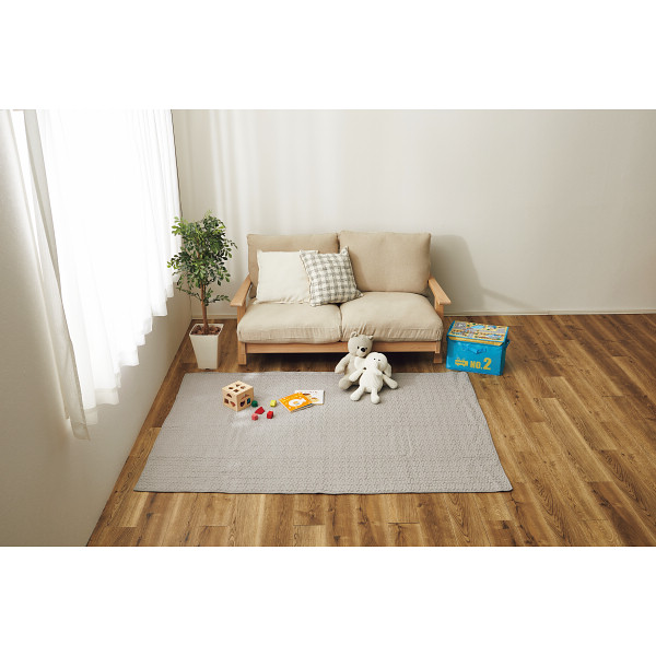 洗えるキルトラグ　ぬいぐるみつき グレーのサムネイル画像2