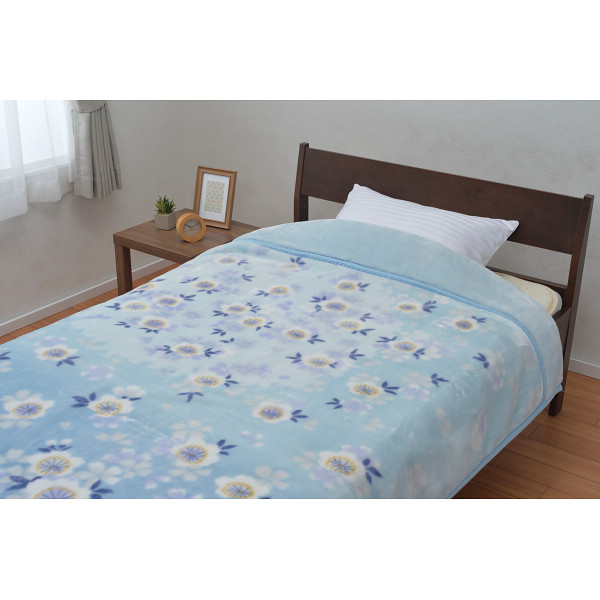 ｎｉｓｈｉｋａｗａ　衿付きマイヤー合わせ毛布 ブルーのサムネイル画像1