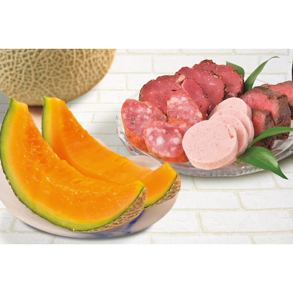 北海道赤肉メロンと贅沢ミートセットのサムネイル画像1