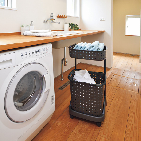 ランドリーバスケット２段 ダークブラウンのサムネイル画像1