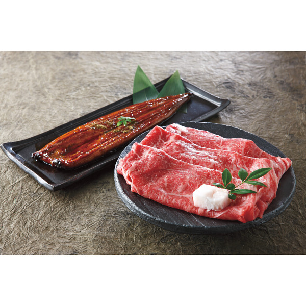 【アプリＣＰ】神戸ビーフ（モモすき焼き肉）＆鹿児島県産うなぎ蒲焼セットのサムネイル画像1