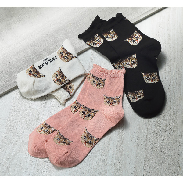 ポール＆ジョー　レディースソックス　ヌネットフェイス総柄 ブラックのサムネイル画像1