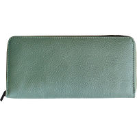 姫路レザー　牛革ラウンドファスナー長財布 グリーン 