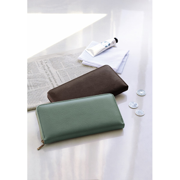 姫路レザー　牛革ラウンドファスナー長財布 チョコのサムネイル画像1