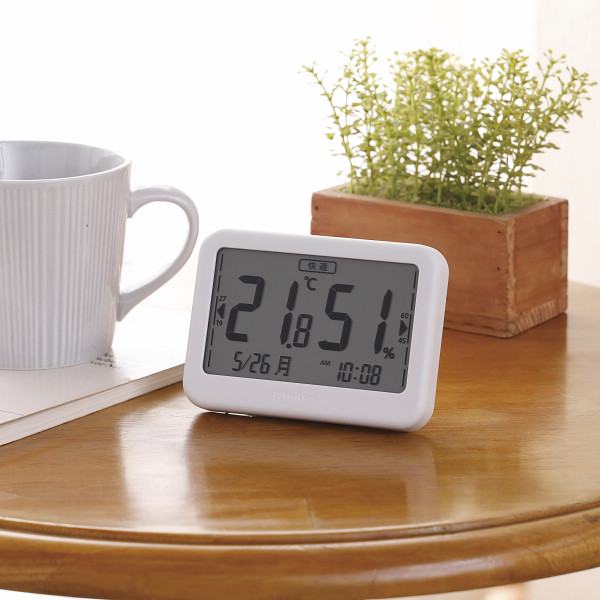 リズム　高精度デジタル温湿度計　ＣＯＭＦＯＭＥＴＥＲ ライトグレーのサムネイル画像1