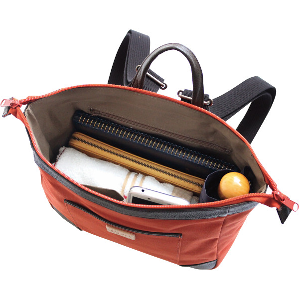 ＨａＬ　倉敷産帆布×姫路レザー　ベーシックトート＆スクエアリュック テラコッタのサムネイル画像2