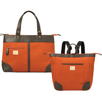 ＨａＬ　倉敷産帆布×姫路レザー　ベーシックトート＆スクエアリュック テラコッタ 