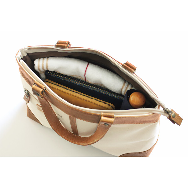 ＨａＬ　倉敷産帆布×姫路レザー　ベーシックトート＆スクエアリュック キナリのサムネイル画像2