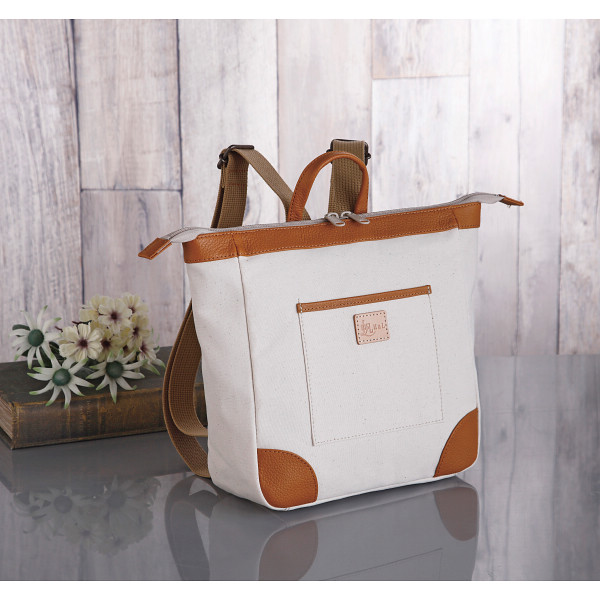 ＨａＬ　倉敷産帆布×姫路レザー　スクエアリュック キナリのサムネイル画像1