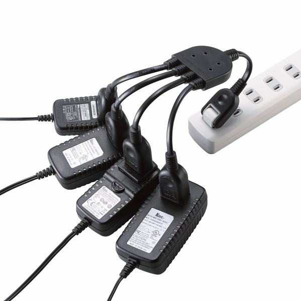 エレコム　ＡＣアダプタ用電源延長コード　２０ｃｍ ブラックのサムネイル画像1