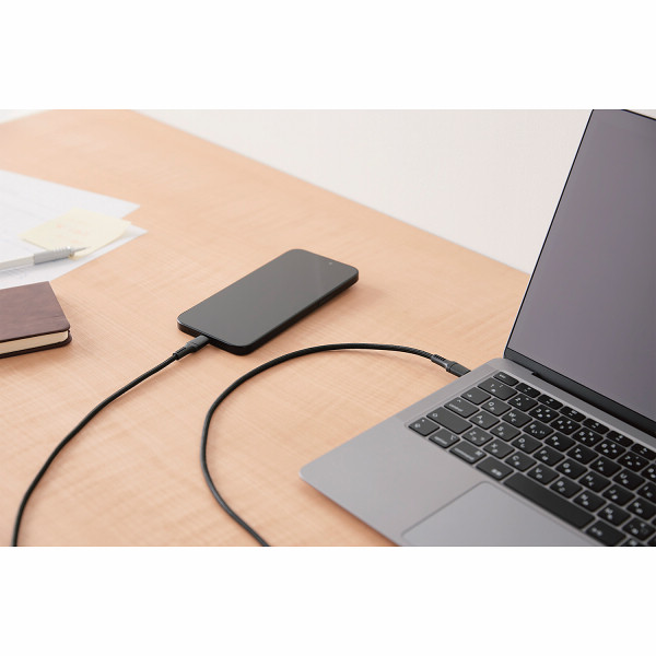 エレコム　タイプＣーＣ　ケーブル　１００Ｗ　１ｍ　ナイロンメッシュ ブラックのサムネイル画像1