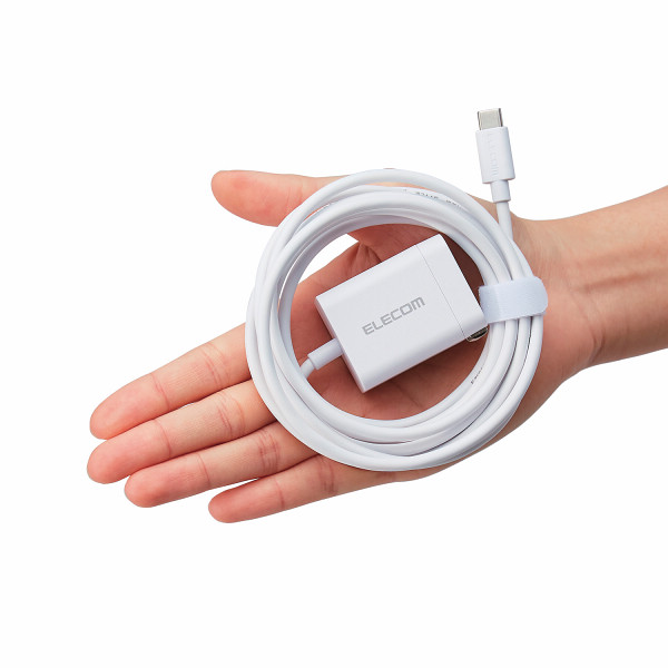 エレコム　Ｔｙｐｅ－Ｃ充電器　ＰＤ２０Ｗ　ケーブル一体型　２．５ｍ ホワイトのサムネイル画像2