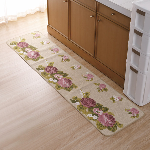 イングリッシュローズロングキッチンマットのサムネイル画像1