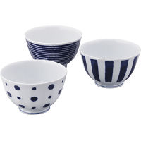 波佐見焼　藍玉　軽量お好み丼トリオ