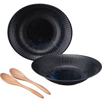 古窯群青　カレー皿ペア　スプーン付