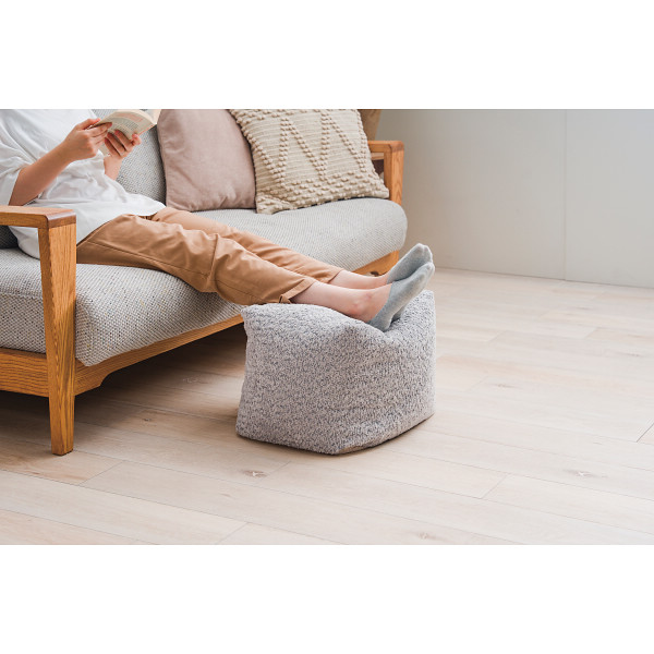 リングヤーン素材のオットマンにもなるスツール グレーのサムネイル画像1