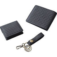 良品工房　日本製牛革小物３点セット メッシュ柄 