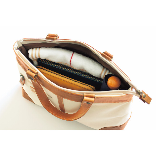 ＨａＬ　倉敷産帆布×姫路レザー　ベーシックトート キナリのサムネイル画像1