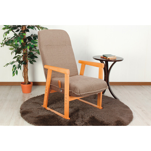 ハイタイプレバー式リクライニングチェア ブラウンのサムネイル画像1