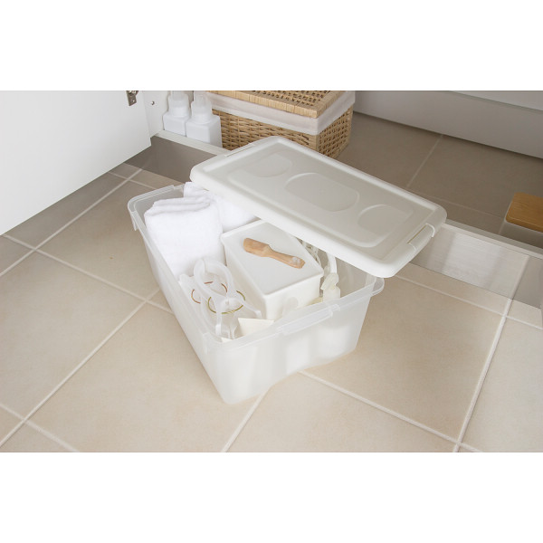 フタ付収納ボックス ホワイトのサムネイル画像1