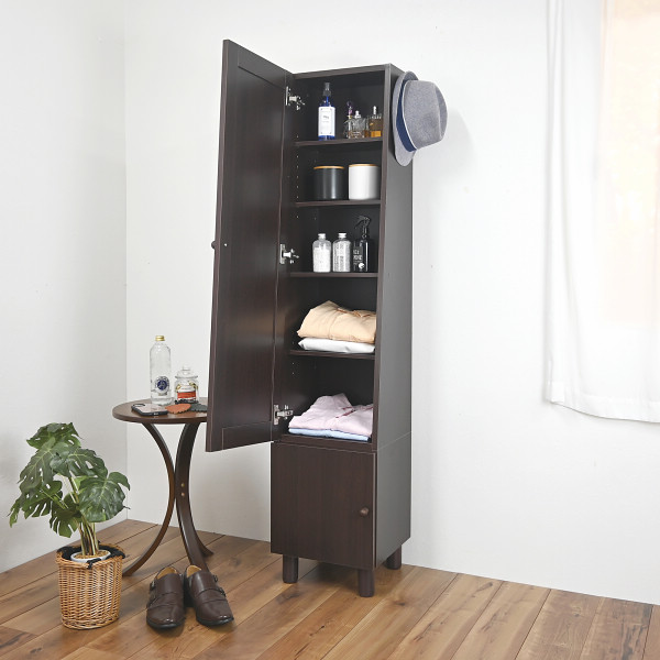 スタイルミラー＆スリムラック 木目調ダークブラウンのサムネイル画像1