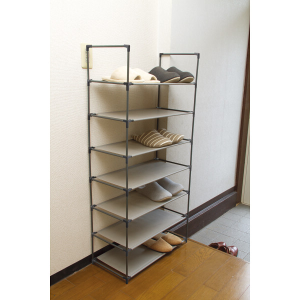 シューズ＆タオルラック（７段） ブラックのサムネイル画像1