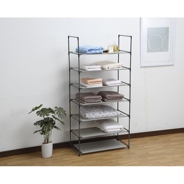 シューズ＆タオルラック（７段） ブラックのサムネイル画像2