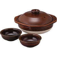 信楽焼　ハングアウト　四方縁鍋　飴小鉢ペアセット