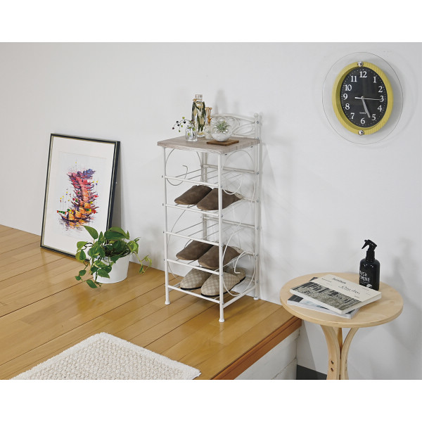 ヴィンテージ風　スリッパラック（棚式） ヴィンテージホワイトのサムネイル画像1