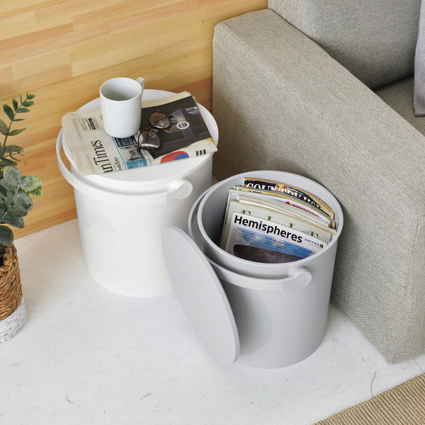 座れるバケツ型収納ボックス（２０ｌ）２個組 ホワイトのサムネイル画像1