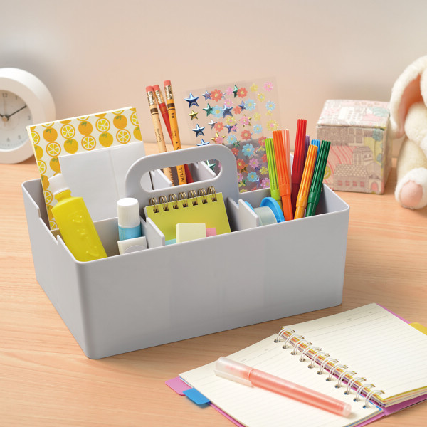 仕切り付き収納ボックス（２個組） ライトグレーのサムネイル画像1