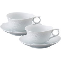 マイセン　波の戯れ　ホワイト　ペアティーカップ＆ソーサー