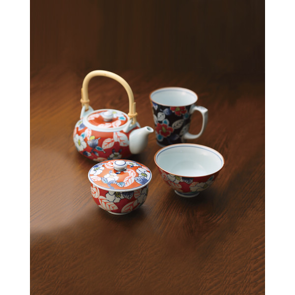 伊万里焼　色彩山茶花　ホームセットのサムネイル画像1