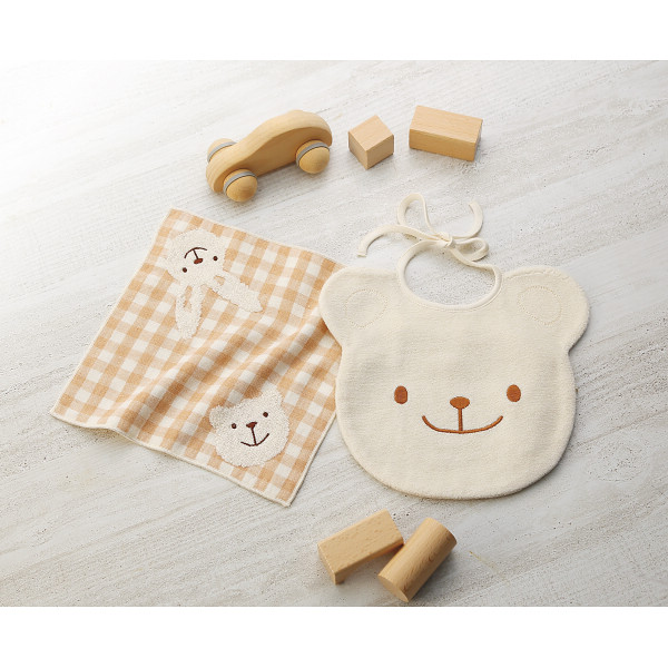 プリスティン　ブロックチェックガーゼタオル＆くまスタイのサムネイル画像1