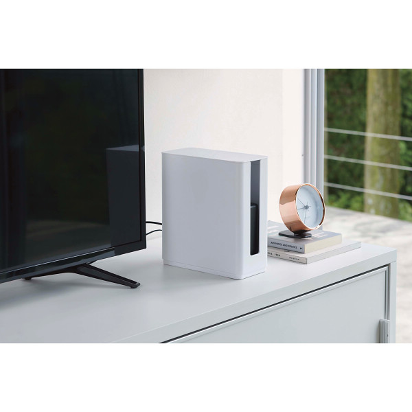 重ねられるスリム蓋付きルーター収納ケース ホワイトのサムネイル画像1