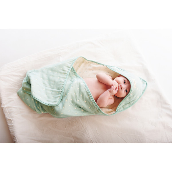 アンジェロラックス　６重ガーゼスリーパーＭ＆バスタオルセット ミントブルーのサムネイル画像2