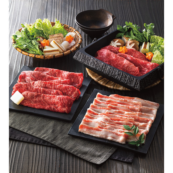 青葉牛と庄内豚　すき焼き味くらべ（計６５０ｇ）のサムネイル画像1