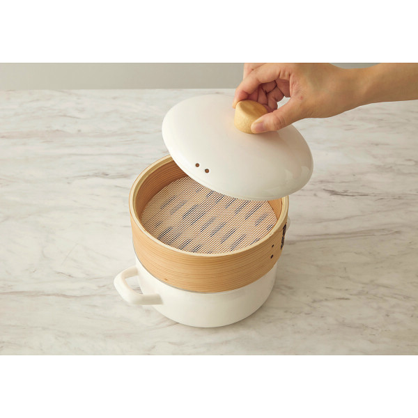 富士ホーロー　せいろ付きホーロー鍋　ホワイトのサムネイル画像4