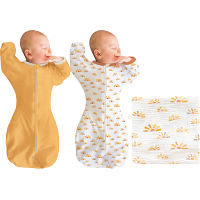 モスリンおくるみ１枚＆夜泣き対策！スワドルサック２枚セット オレンジ 