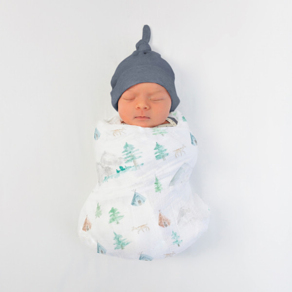 モスリンおくるみ１枚＆夜泣き対策！スワドルサック２枚セット ブルーのサムネイル画像1