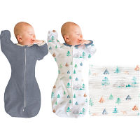 モスリンおくるみ１枚＆夜泣き対策！スワドルサック２枚セット