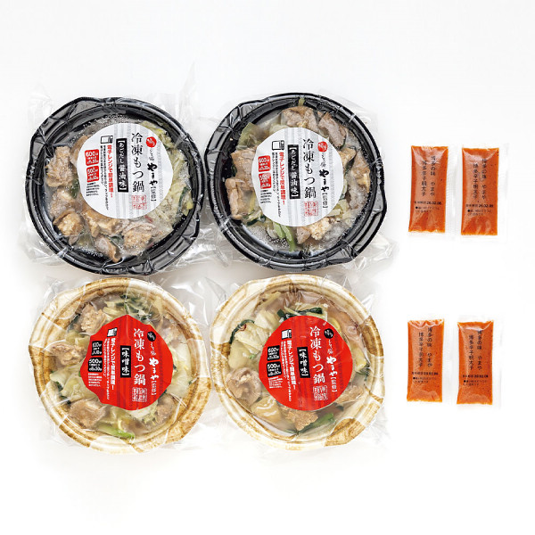 やまや　レンジで簡単！個食もつ鍋辛子明太子小袋付き４食セットのサムネイル画像1