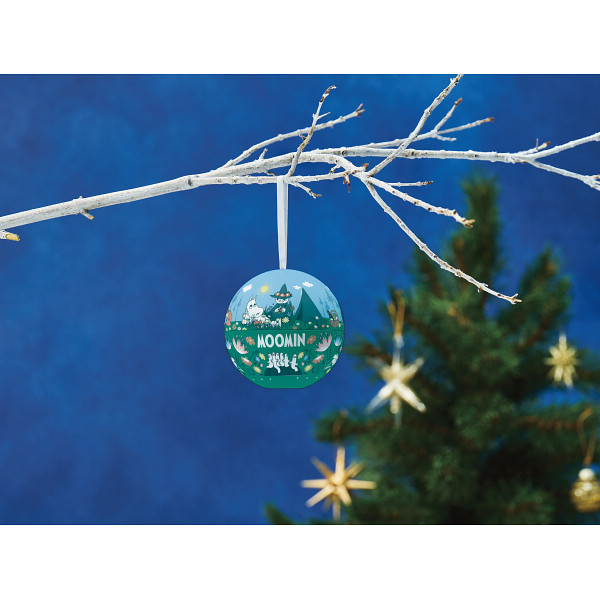 【クリスマス限定】ムーミン　チョコクランチ入りオーナメント缶 ＧＲＥＥＮのサムネイル画像2