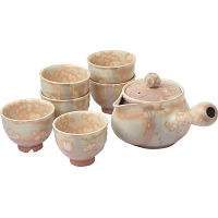 萩焼　彩土茶器揃６客（茶こし付）